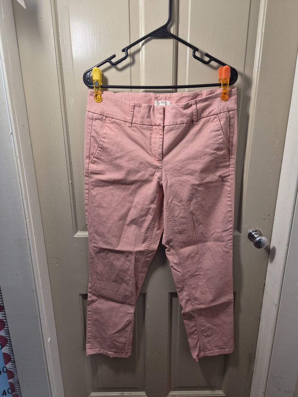 LOFT Pink Cropped Straight-Leg Jeans